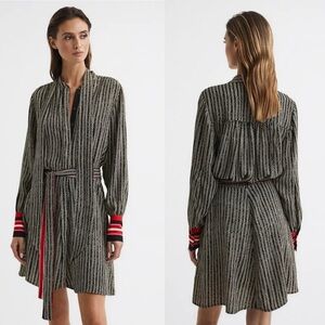 REISS Robyn Printed Contrast Trim Shirtdress